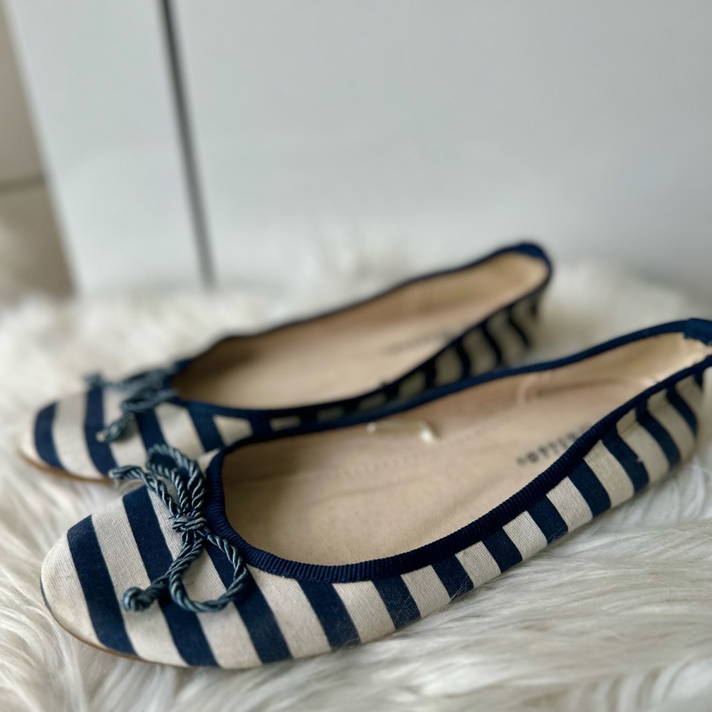 Super cute navy striped canvas ballerinas flats - Picture 3 of 6